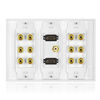 Picture of Banana Binding Post Coupler Type Wall Plate for 6 Speakers, 1 RCA Jack for Subwoofer & 2 HDMI Ports