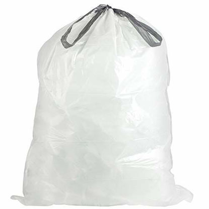 simplehuman Code N Custom Fit Drawstring Trash Bags, 100 Count, 45-50 Liter  / 12-13 Gallon, White 