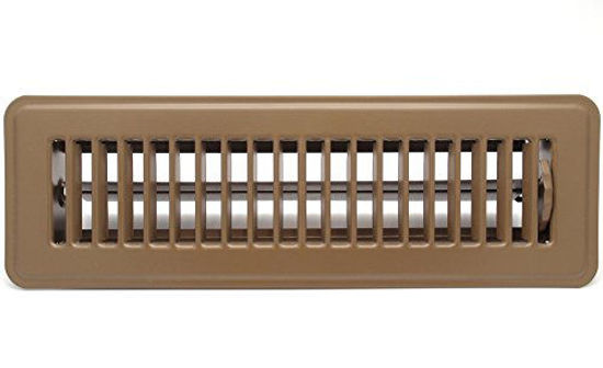 Picture of 6" X 14" Floor Register with Louvered Design - Fixed Blades Return Supply Air Grill - with Damper & Lever - Brown