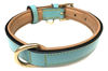 Picture of Soft Touch Collars Leather Dog Collar Padded, Turquoise with Beige Padding, Medium Size