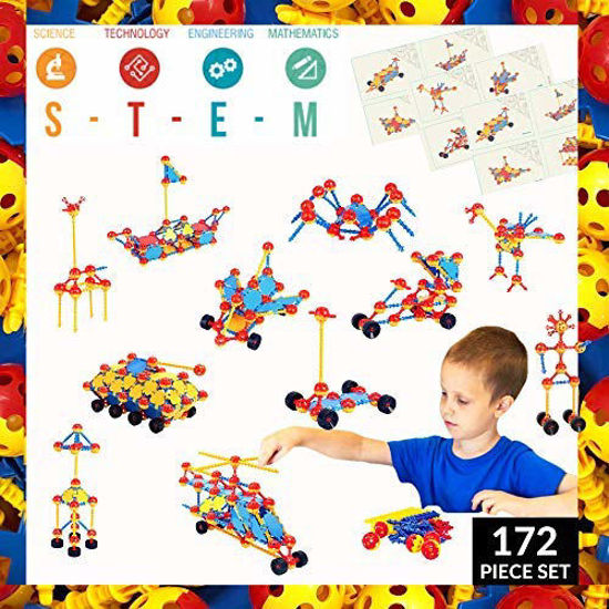 Picture of Crafty Connects STEM Building Toys Set, Tinker and Take Apart to Spark Creativity in Kids and Toddler, Educational Learning Toy for Boys and Girls Ages 3 4 5 6 7 8 9, Gifts for Kindergarten Pre K Age