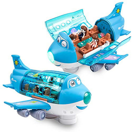 Picture of Toysery Airplane Toys for Kids, Bump and Go Action, Toddler Toy Plane with LED Flashing Lights and Sounds for Boys & Girls 3 -12 Years Old (Cargo Airplane)