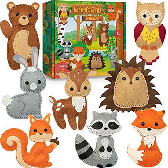 Picture of Craftorama Sewing Kit for Kids, Fun and Educational Animal Craft Set for Boys and Girls Age 7-12, Sew Your Own Felt Animals Craft Kit for Beginners, 165 Piece Set