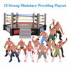 Picture of Mini Wrestling Figure Playset,Cage Warriors,12 Little Powerful Wrestlers and 20 Funny Accessories as Hammer,Broken Table,Chair,Ring etc.Great as Cake Topper,Collection,Birthday Gift for Kid Children