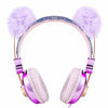 Picture of Kids Headphones for Girls, Cute Bear Ear Wired Girls Headphones for School Travel Christmas Birthday Gifts (Purple)