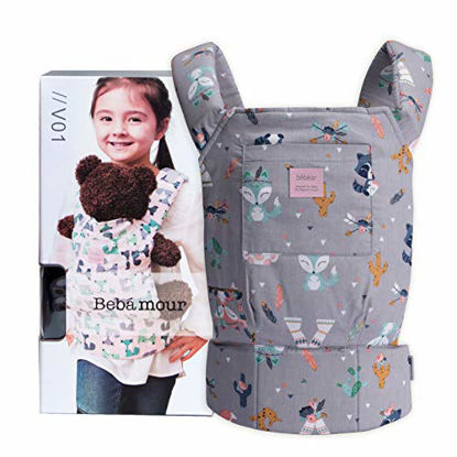 Picture of Bebamour Baby Doll Carrier for Kids Front and Back Carrier Original Cotton Baby Carrier for Doll for Boys & Girls(Grey Animal)