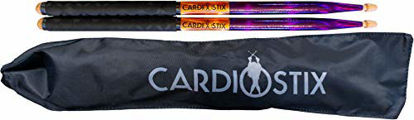 Picture of CardioStix Bundle Plus Weighted(1 PAIR) 5oz per pair American Hickory Wood Cardio Drum Sticks 2B 16 Inches Long w/NEW IMPROVED GRIPS | For Drumming, Fitness, Exercises(Purple/copper)