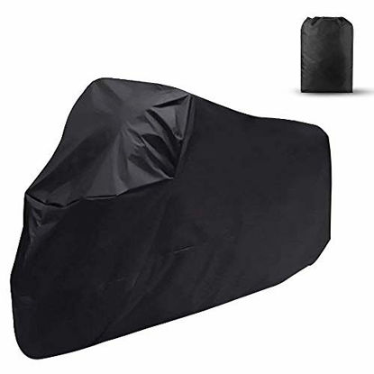 Picture of ILM Motorcycle Cover with 3 Windproof Buckles 3XL 116'' Fit for Harley Davidson Honda Suzuki Kawasaki Yamaha Ducati KTM BMW (Black)
