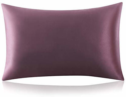 Picture of ZIMASILK 100% Mulberry Silk Pillowcase for Hair and Skin Health,Soft and Smooth,Both Sides Premium Grade 6A Silk,600 Thread Count,with Hidden Zipper,1pc(Standard 20''x26'',Gray Purple)