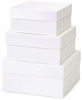 Picture of Made in USA Recycled Paper Kraft Boxes - 6.25, 7.25 & 8.25 - Nested Squared Boxes with Lids (Large Set of 3 - Pearl White)