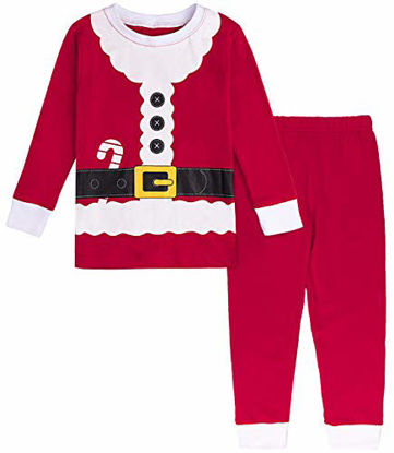 Picture of COSLAND Kids Boys Christmas Pajamas Set Santa Claus Outfits, Red, 8