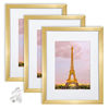 Picture of upsimples 8.5x11 Picture Frame Set of 3,Made of High Definition Glass for 6x8 with Mat or 8.5x11 Without Mat,Wall Mounting Photo Frame Gold