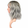 Picture of VCKOVCKO Ombre Color Natural Wavy Wig With Air Bangs Black to Gray Colorful Short Bob Wigs for Women's Shoulder Length Wigs Curly Wavy Cosplay Wig Bob Wig for Girls(12",Black-Gray)