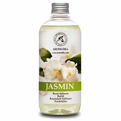 Picture of Jasmine Reed Diffuser Refill w/Natural Essential Jasmine Oil 17 oz - Fresh & Long Lasting Fragrance - Scented Reed Diffuser Oil Refill - 0% Alcohol - Best for Aromatherapy - SPA - Home