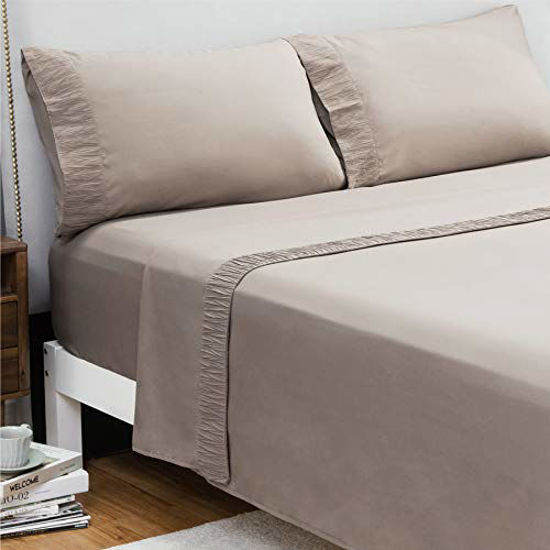 Picture of Bedsure Full Size Sheets Set Taupe - Soft 1800 Bedding Microfiber Sheets Full Size Bed, 4 Pieces Full Bed Sheets