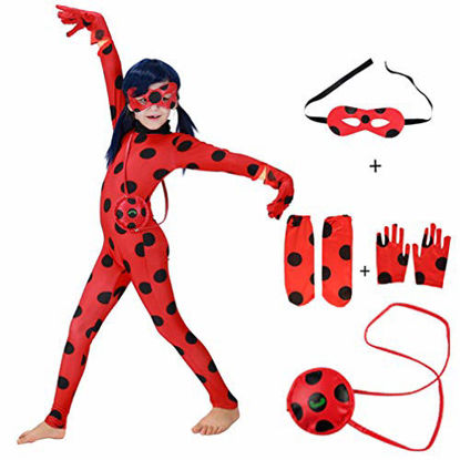 Picture of JIMMY Child Size Cosplay Costume Spot Red Jumpsuit with Headwear for Birthday Party Little Beetle Suit Set 7pcs/Bag (Red, S)