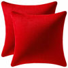 Picture of 26x26 Euro Pillow Covers : 2 Pack Cozy Soft Velvet Oversized Couch Pillow Shams, Square Throw Pillow Cases for Living Room Sofa, Red