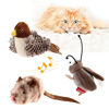 Picture of GiGwi Interactive Cat Toy Set, Squeaky Cat Feather Toys for Indoor Cats, 3PCS Cat Plush Toy Pack Including Mouse Hunt Cat Toy, Cat Chase Bird Toy, Cat Chirping Cricket Toy