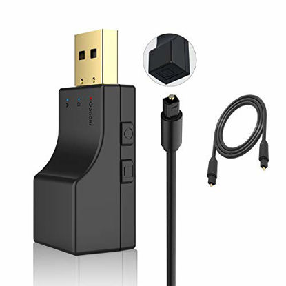 Picture of Isobel USB Bluetooth 5.0 Transmitter with Digital Optical Input, Low Latency Wireless Audio Adapter Bluetooth Aux Adapter for TV PC Switch/PS/Xbox Console, 2 Devices Simultaneously