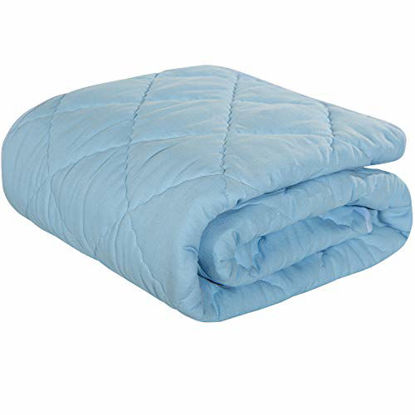 Picture of NTBAY Down Alternative Oversized Toddler Comforter, Super Soft and Warm Solid Color Baby Crib Quilted Blanket, 43 x 60 inches, Aqua