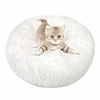 Picture of otoez Round Plush Donut Pet Bed Fur Donut Cuddler Warm Soft Dog Cat Cushion Bed Calming Bed Non-Slip Bottom (23.6", White)