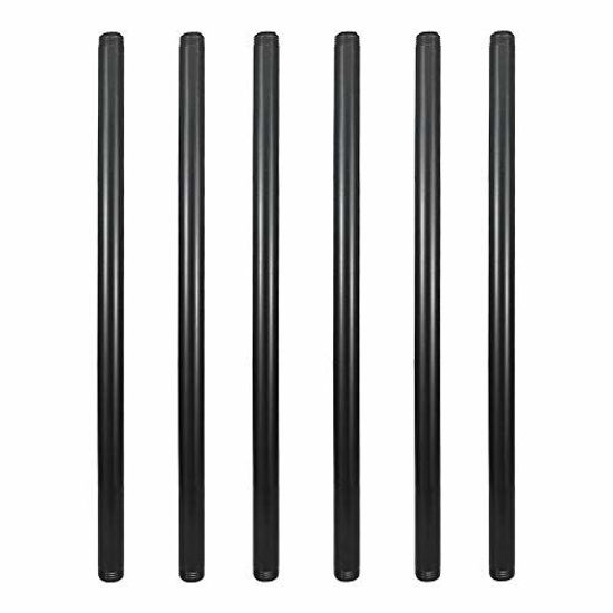 Picture of GeilSpace 6 Pack 1/2" × 18" Pre-Cut Black Metal Pipe, Industrial Steel Fits Standard Half Inch Black Threaded Pipes and Fittings - Vintage DIY Industrial Shelving (1/2" × 18", Black)