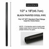 Picture of GeilSpace 6 Pack 1/2" × 18" Pre-Cut Black Metal Pipe, Industrial Steel Fits Standard Half Inch Black Threaded Pipes and Fittings - Vintage DIY Industrial Shelving (1/2" × 18", Black)