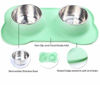 Picture of Vivaglory Dog Bowls with Non Spill Skid Resistant Mat, Stainless Steel Water and Food Bowl Pet Cat Feeder, Large, Light Green