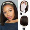 Picture of Short Bob Headband Wig 10 Inch Straight Bob Headband Wigs for Black Women None Lace Short Bob Half Wig Highlights Heat Resistant Synthetic Headband Wig for Cosplay Pary Daily Use(10",HL6/30/27)