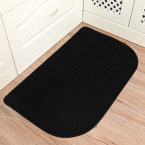 Picture of 39x20inch Anti Fatigue Kitchen Rug Mats are Made of 100% Polypropylene Half Round Rug Cushion Specialized in Anti Slippery and Machine Washable,Black