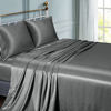 Picture of Vonty Satin Sheets Twin Silky Soft Satin Bed Sheets Grey Satin Sheet Set, 1 Deep Pocket Fitted Sheet + 1 Flat Sheet + 1 Pillowcases