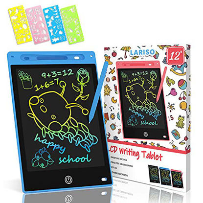 Picture of LARISO LCD Writing Tablet Tablet Doodle Board,12inch Colorful Drawing Tablet Writing Pad,Erasable Reusable Electronic Drawing Pads,Electronic Digital Drawing Board for Adults and Kids Ages 3+(Blue)