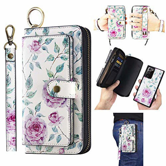 Picture of AIFENGCASE Compatible with Samsung Galaxy Note 20 Ultra Phone Wallet Case for Women Men,Wristlets Clutch Zipper Leather Pouch Wallet Case Card Holder Magnetic Detachable Back Cover,WF