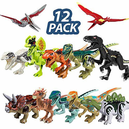 Picture of ISKM Mini Plastic Toys Figures Sets Movable Head Mouth & Jaws Non-Toxic Safe for Kids (12 PCS)