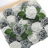 Picture of DerBlue 60pcs Artificial Roses Flowers Real Looking Fake Roses Artificial Foam Roses Decoration DIY for Wedding Bouquets Centerpieces,Arrangements Party Home Decorations