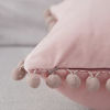 Picture of Top Finel Decorative Throw Pillow Covers for Couch Bed Soft Particles Velvet Solid Cushion Covers with Pom-poms 24 x 24 Inch 60 x 60 cm, Pack of 2, Blush Pink