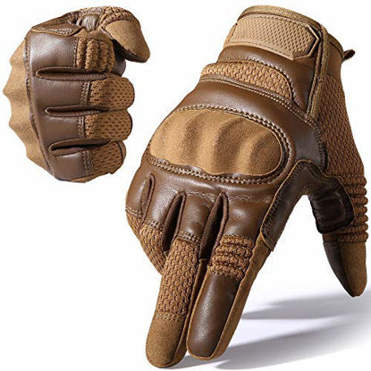 Picture of AXBXCX Touch Screen Full Finger Gloves for Motorcycles Cycling Motorbike ATV Bike Camping Climbing Hiking Work Outdoor Sports Men Women Brown S