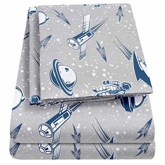 Picture of 1500 Supreme Kids Bed Sheet Collection - Fun Colorful and Comfortable Boys and Girls Toddler Sheet Sets - Deep Pocket Wrinkle Free Soft and Cozy Bedding - Full, Spaceships