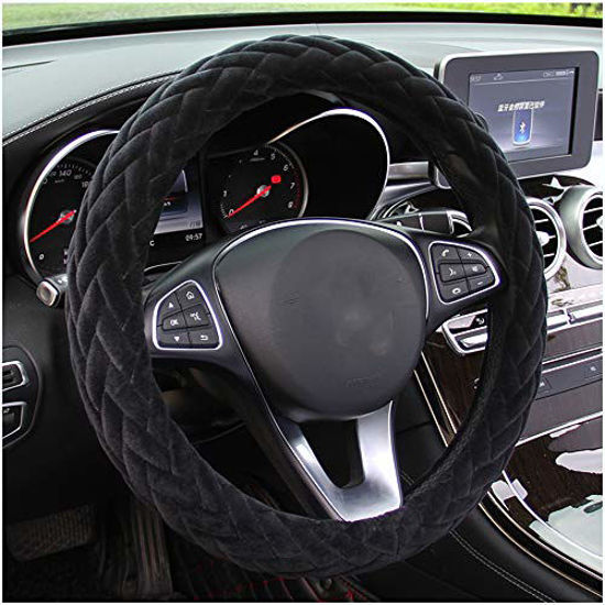 GetUSCart- YOGURTCK Soft Velvet Steering Wheel Cover Cute Hands Warm Fuzzy,  Universal 15 Inch, Fit Vehicles, Sedans, SUVs, Vans, Trucks - Black