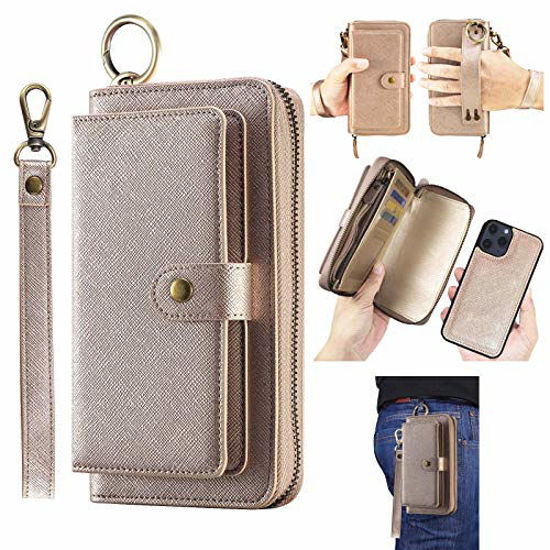 GetUSCart- ZVE iPhone 13 Pro Max Magsafe Crossbody Wallet Case, RFID  Magnetic Wireless Charging Phone Case with Card Holder Wrist Strap for  Women, Zipper Leather Purse Cover for iPhone 13 Pro Max,