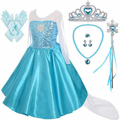 Picture of Lito Angels Girls Princess Dress Up Costumes Snow Queen Dress Halloween Christmas Costume with Accessories Size 8