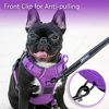 Picture of PoyPet No Pull Dog Harness, No Choke Reflective Dog Vest, Adjustable Pet Harnesses with 2 Leash Attachments with Easy Control Padded Handle for Small Medium Large Dogs(Purple Matching Trim,XS)