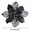 Picture of GL-Turelifes Pack of 12 Glitter Artificial Poinsettia Flowers Christmas Wreath Christmas Tree Flowers Ornaments 6(16cm) Diameter with 12 Pcs Green Soft Stings (Black)