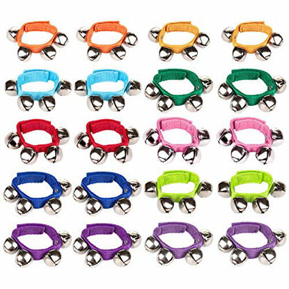 Picture of Foraineam 20 PCS 10 Colors Wrist Bells Ankle Jingle Bell Band Musical Tambourine Rhythm Percussion Instrument