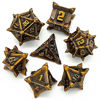 Picture of Cusdie Metal Dice Set, 7 Pcs DND Metal Dice, Pinwheel Design Polyhedral Dice Set, for Role Playing Game D&D Dice MTG Pathfinder (Ancient Golden)