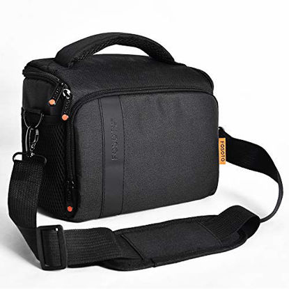 Picture of FOSOTO Waterproof (with Rain Cover) Shoulder Camera Case Bag Compatible for Nikon D5600 D750 D3300 Canon Rebel SL2 T7i EOS 80D 60D Sony A77II a68 a99II Travel DLSR SLR Camera Bags