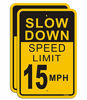 Picture of Slow Down Speed Limit 15 MPH Sign (2 Pack), Metal Reflective 12" x 18" Rust Free Aluminum, Easy Mounting Outdoor Use, Waterproof and Durable Ink