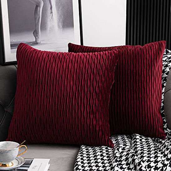 GetUSCart DEZENE Wine Red Throw Pillow Covers 2 Pack 24x24 Inch