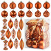 Picture of Copper Orange Christmas Ball Ornaments for Christmas Decorations - 24 Pieces Xmas Tree Shatterproof Ornaments with Hanging Loop for Holiday and Party Decoration (Combo of 8 Ball and Shaped Styles)