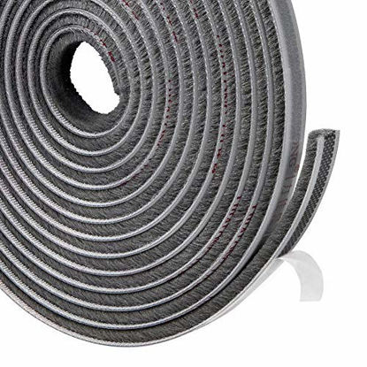 Picture of TORRAMI Felt Pile Weather Stripping 11/32 inch x 3/16 inch x 62 ft, Sliding Windows and Door Frame Side Brush Seal, Draft Stopper Soundproofing, Grey